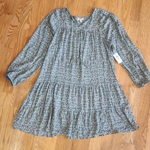 NWT Style & Co Women's Boho Peasant Style Dress Barret Tapestry Print Green XXL